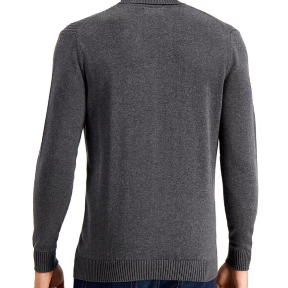 Club Room Mens Textured Cotton Turtleneck Sweater Charcoal Heather - Picture 2 of 9